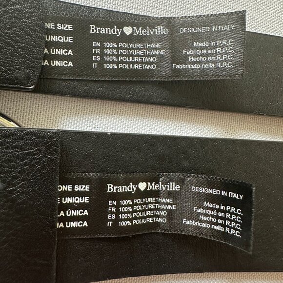 Brandy Melville Belts Lot of 2 Black Faux Leather Silver Buckle Rivet Holes - Picture 15 of 15